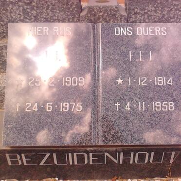 BEZUIDENHOUT J.J. 1909-1975 &amp; F.E.I. 1914-1958
