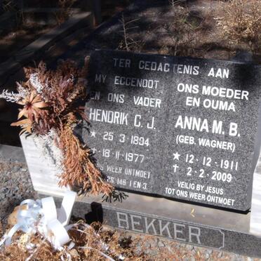 BEKKER Hendrik C.J. 1894-1977 &amp; Anna M.B. WAGNER 1911-2009