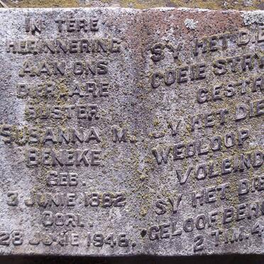 BENEKE Susanna M. 1862-1946