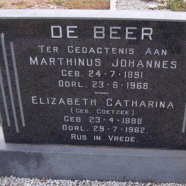 BEER Marthinus Johannes, de 1891-1968 &amp; Elizabeth Catharina COETZEE 1888-1962