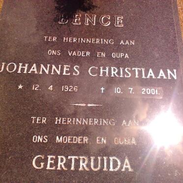 BENCE Johannes Christiaan 1926-2001