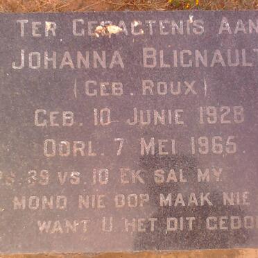 BLIGNAULT Johanna nee ROUX 1928-1965