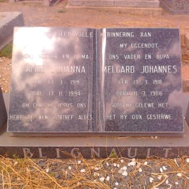 BLIGNAULT Melgard Johannes 1918-1986 &amp; Alice Johanna 1919-1994