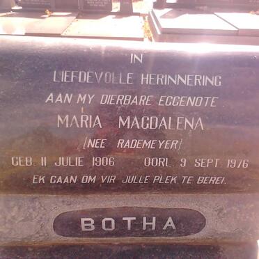 BOTHA Maria Magdalena nee RADEMEYER 1906-1976