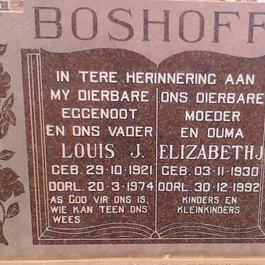 BOSHOFF Louis J. 1921-1974 &amp; Elizabeth J. 1930-1992 