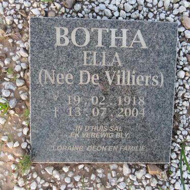 BOTHA Ella nee DE VILLIERS 1918-2004