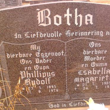 BOTHA Phillipus Rudolf 1895-1976 &amp; Isabella Margarieta 1905-1991