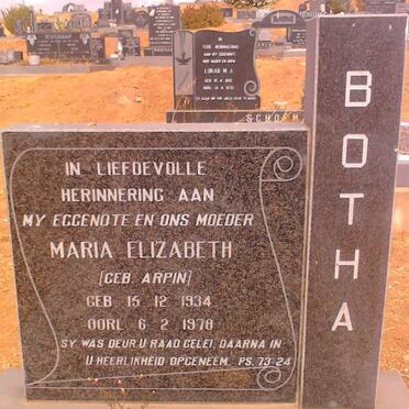 BOTHA Maria Elizabeth nee ARPIN 1934-1978