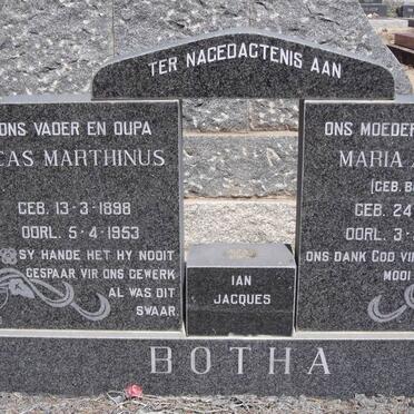 BOTHA Lucas Marthinus 1898-1953 &amp; Maria Aletta BOTHA 1911-1981