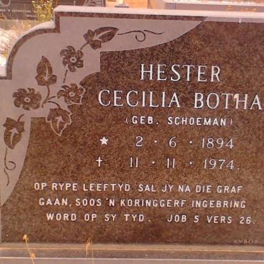 BOTHA Hester Cecilia nee SCHOEMAN 1894-1974