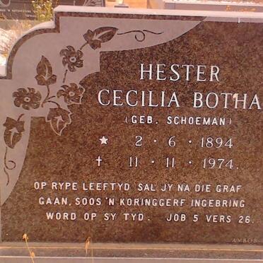 BOTHA Hester Cecilia nee SCHOEMAN 1894-1974