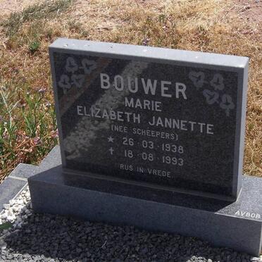 BOUWER Marie Elizabeth Jannette nee SCHEEPERS 1938-1993