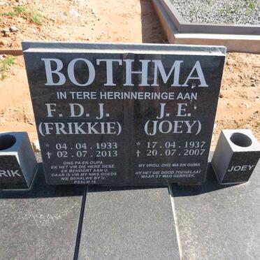 BOTHMA F.D.J. 1933-2013 & J.E. 1937-2007