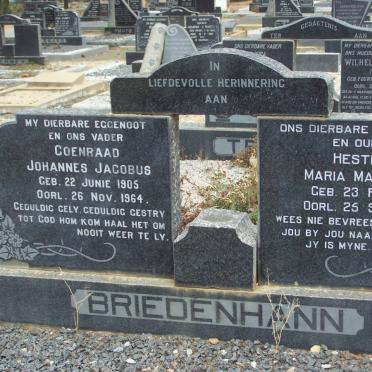 BRIEDENHANN Coenraad Johannes Jacobus 1905-1964 &amp; Hester Maria Magdalena 1906-1978