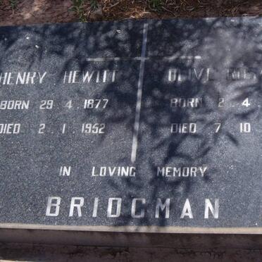 BRIDGMAN Henry Hewitt 1877-1952 &amp; Olive Rosalie 1880-1971