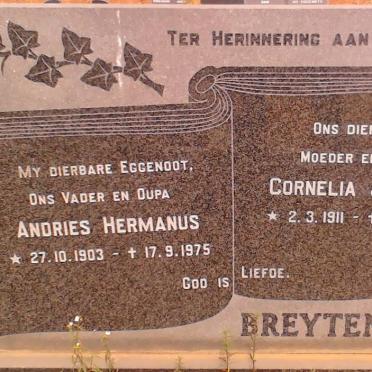 BREYTENBACH Andries Hermanus 1903-1975 &amp; Cornelia Johanna 1911-1998