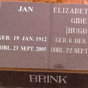 BRINK Jan1912-2005 &amp; Elizabeth Gideona HUGO 1914-2000