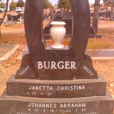 BURGER Johannes Abraham 1918-1980 &amp; Janetta Christina 1927-