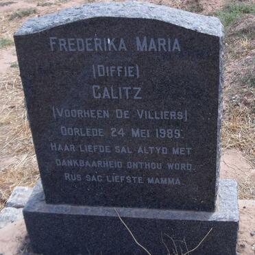 CALITZ Frederika Maria formerly DE VILLIERS -1989