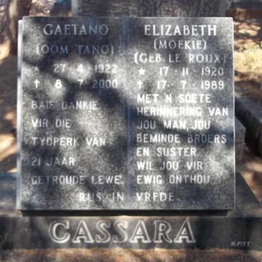 CASSARA Gaetano 1922-2000 &amp; Elizabeth le ROUX 1920-1989