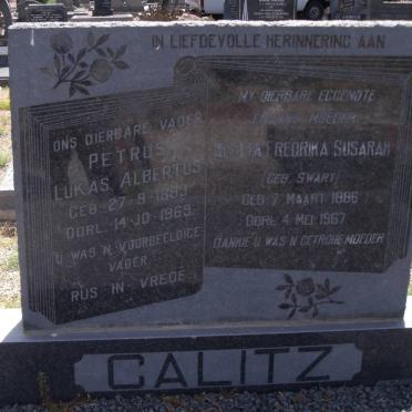 CALITZ Petrus Lukas Albertus 1883-1969 &amp; Aletta Fredrika Susarah SWART 1886-1967