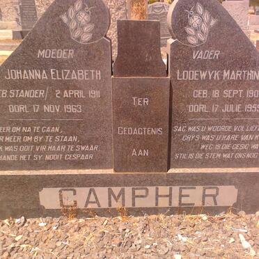 CAMPHER Lodewyk Marthinus 1903-1959 &amp; Johanna Elizabeth STANDER 1911-1963