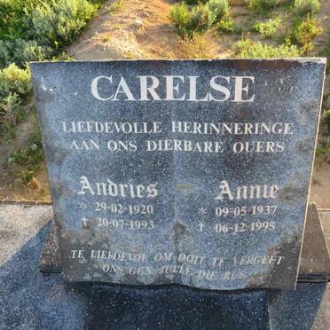CARELSE Andries 1920-1993 & Annie 1937-1995