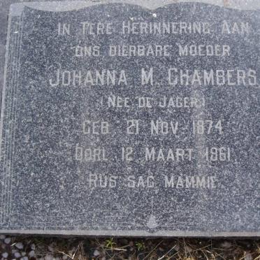 CHAMBERS Johanna M. nee DE JAGER 1874-1961