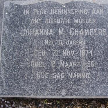 CHAMBERS Johanna M. nee DE JAGER 1874-1961