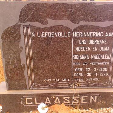 CLAASSEN Susanna Magdalena 1930-1976