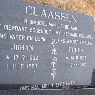 CLAASSEN Johan 1932-1997 &amp; Freda 1935-1982