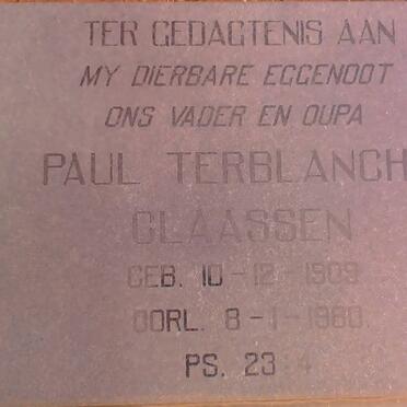 CLAASSEN Paul Terblanche 1909-1980
