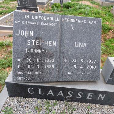 CLAASSEN John Stephen 1933-1999 & Una 1937-2018