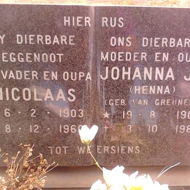 CLAASSEN Nicolaas 1903-1960 &amp; Johanna Jacoba Dorothea VAN GREUNEN 1902-1983