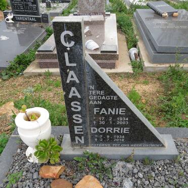 CLAASSEN Fanie 1934-2003 & Dorrie 1934-2010