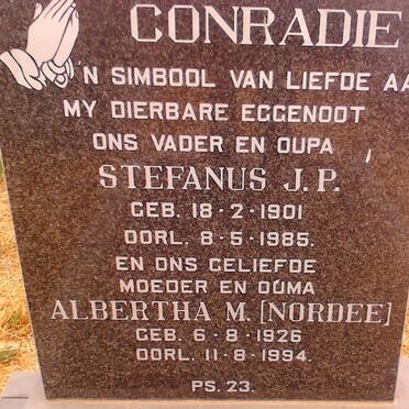 CONRADIE Stefanus J.P. 1901-1985 &amp; Albertha M. NORDEE 1924-1994
