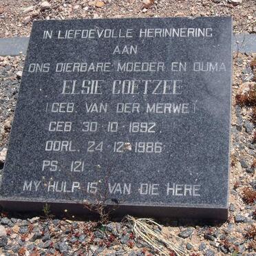 COETZEE Elsie nee van der MERWE 1892-1986