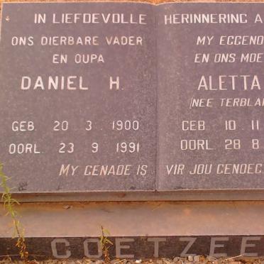 COETZEE Daniel H. 1900-1991 &amp; Aletta J. TERBLANCHE 1907-1986