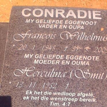 CONRADIE Francois Wilhelmus 1945-2005 &amp; Herculina SMIT 1952-