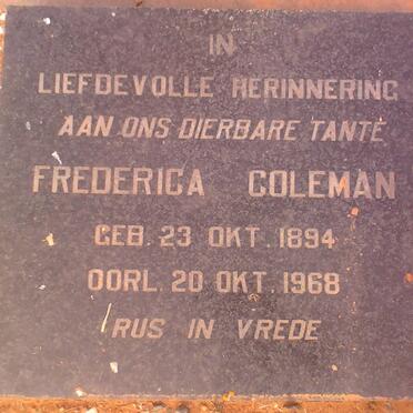 COLEMAN Frederica 1894-1968
