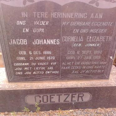 COETZER Jacob Johannes 1886-1970 &amp; Cornelia Elizabeth JONKER 1892-1961