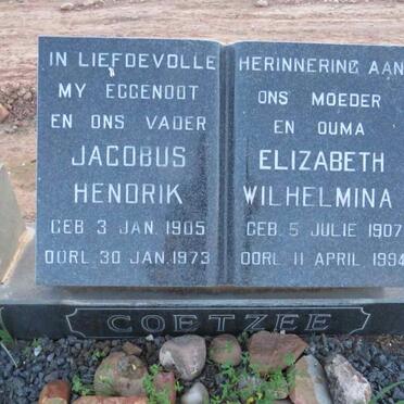 COETZEE Jacobus Hendrik 1905-1973 & Elizabeth Wilhelmina 1907-1994