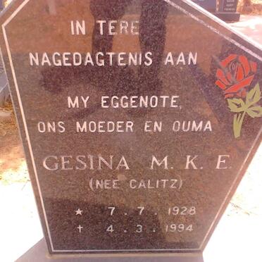 COETZEE Gesina M.K.E. nee CALITZ 1928-1994