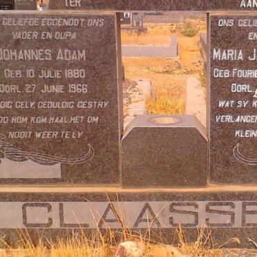 CLAASSEN Johannes Adam 1880-1966 &amp; Maria Jacoba G.W. FOURIE 1884-1967