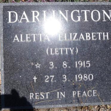 DARLINGTON Aletta Elizabeth 1915-1980