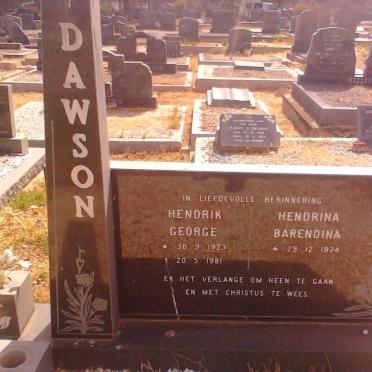 DAWSON Hendrik George 1923-1981 &amp; Hendrina Barendina 1934-