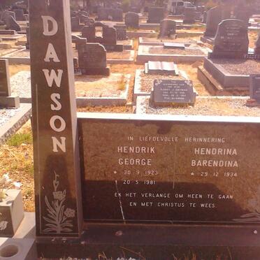 DAWSON Hendrik George 1923-1981 &amp; Hendrina Barendina 1934-