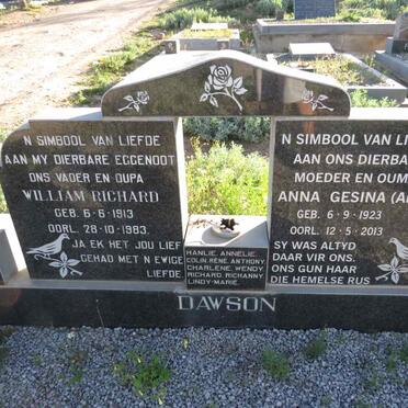 DAWSON William Richard 1913-1983 & Anna Gesina 1923-2013