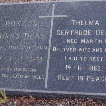 DEAS Donald Burns -1974 &amp; Thelma Gertrude MARTIN -1969