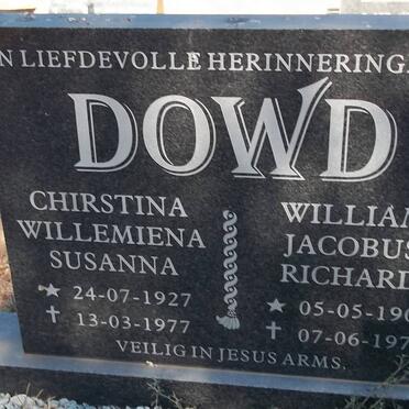 DOWD William Jacobus Richard 1908-1979 &amp; Christina Willemiena Susanna 1927-1977